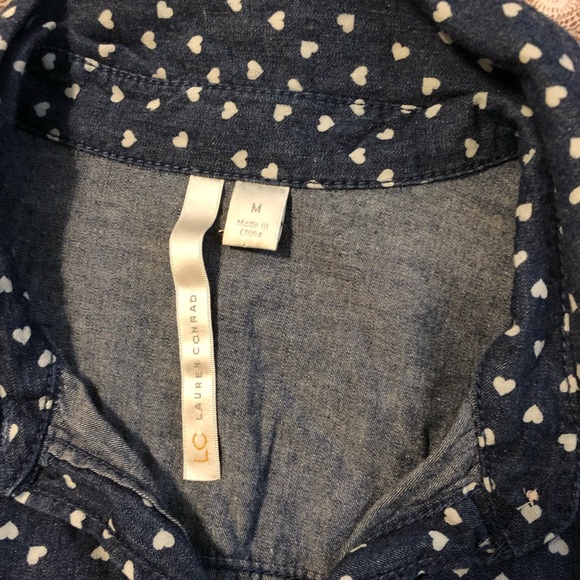 Lauren Conrad denim button down shirt white hearts - Picture 3 of 3